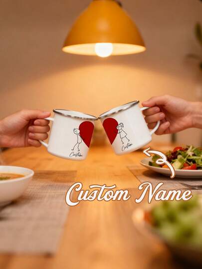 Personalized Mug, Couple Mugs, Valentine's Day, Newlyweds, Valentine's Day, New Year, Suitable For Gifting To Dad, Mom, Friends And Colleagues, New Year Gift, Wedding Gift, Gift, Romantic Design, Handmade Gift, Durable Material, Memorial Cup, Friend Gift, Married Couple, Men's Gift, Women's Gift, Valentine's Day Gift, Ideal Gift For Him On Valentine's Day