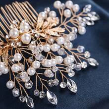 1 buc pieptene de păr auriu țesut manual, ținută versatilă, accesoriu elegant de nuntă cu perle artificiale, accesoriu de coafură pentru petrecere pentru femei, accesorii de Ziua Îndrăgostiților