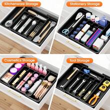 Silverware Organizer,Adjustable & Expandable Utensil Drawer Organizer,  Utensil Holder, Cutlery Tray For Forks, Spoons, Knives In Kitchen, Medium, Black - 黑色 - 查看 9