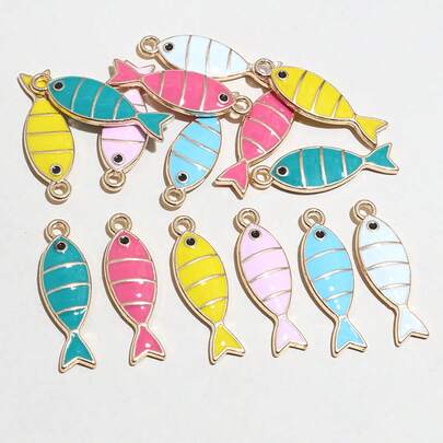 10pcs 23x7mm Enamel Fish Charms Pendant DIY Jewelry Making Accessories Findings For Earrings Necklace Bracelets