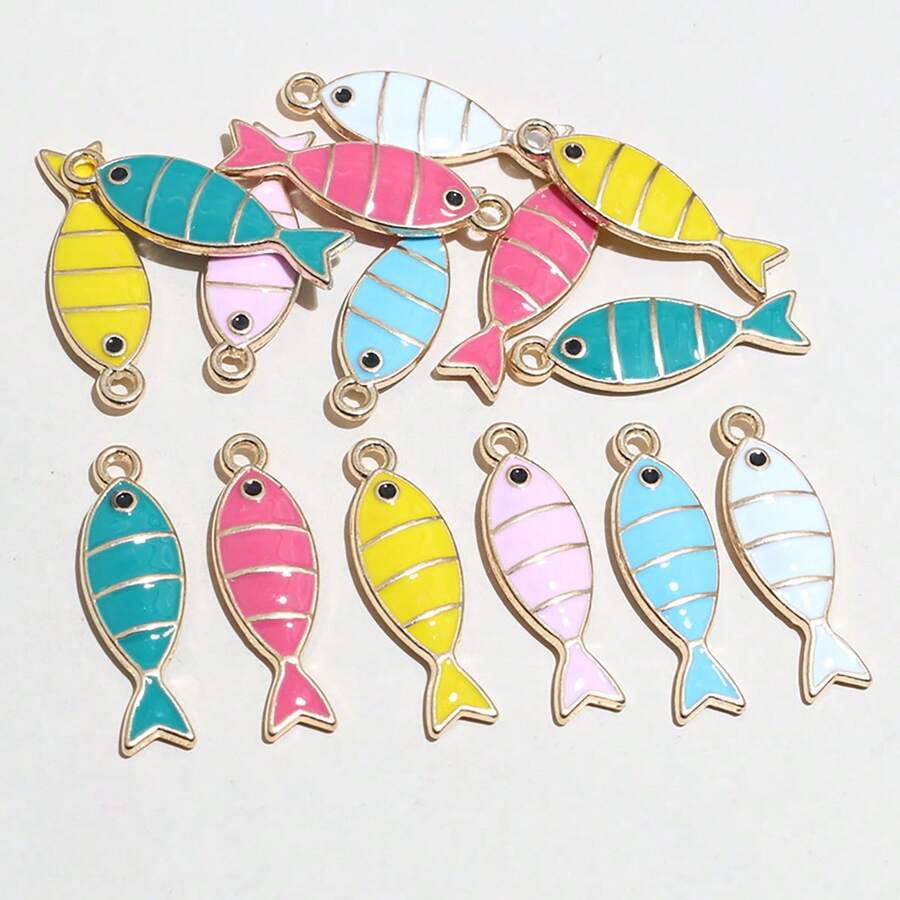 10pcs 23x7mm Enamel Fish Charms Pendant DIY Jewelry Making Accessories Findings For Earrings Necklace Bracelets - Fish - View 1