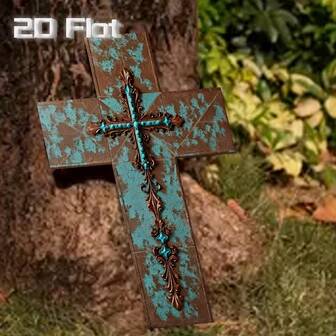 1pc 8x12 Inch Vintage Turquoise And Copper Tone Wall Cross - Engraved With Faux Distressed Wood, 2D Flat Religious Wall Art, Suitable For Church, Home Prayer Room, Living Room - Christmas, Easter, Thanksgiving, Halloween Decor - Spiritual Gift For Clergy, Family, Housewarming - Rustic Style Indoor Decor, Wall Cross, Wall Cross Decor, Wall Cross
