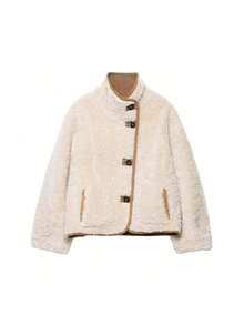 Seelio Autumn/Winter New Women's Fashion Reversible Jacket, Versatile European And American Style - Apricot - View 11