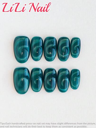 10 Pcs Handcrafted Acrylic Press On Nails, Nails Supplies, Oval Nails, Press On Nails Short, Blue Nails Black Nails, Christmas Nails, Cheap, Cute Nails, Nail Powder, Fall Press On Nails, Silver Beads, Fake Nails, Nail Stuff, Nail Tech, Uv Light Nails, Nail Art Tool,