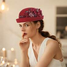 1pc Elegant Women's Felt Fedora Hat - Polyester Woven Lightweight Non-Stretch Hat, Suitable For New Year And Church Weddings - No Feathers, Hand Wash Or Dry Clean Only, Suitable For Daily Activities, Gatherings, Parties, Can Be Used As Holiday And Mother's Day Gifts, One Size Hair Sleep Cap - Other Colors for Style B - View 21