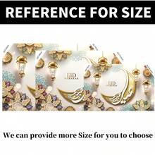 لافتة ديكور حفلة بطبعة عنقودية رجعية (82.7x59.1/70.87*53.15/59.1x39.4/39.4x29.5 /39.4*27.56 بوصة)، طباعة هندسية رجعية، هلال وكواكب مع أنماط فوانيس الاحتفالات، مناسبة لديكورات الحفلات والاحتفالات والمداخل والغرف والحدائق - متعدد الألوان - مشاهدة 3