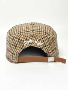 1pc Men's G Letter Embroidered Leopard Print Snapback Hat, Street Hip Hop Cap, Warm Sun Protection Plaid Flat Brim Hat, Christmas Gift - A - View 3