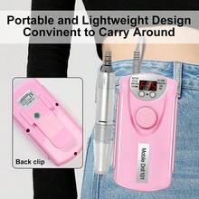 便携式专业美甲钻 35000 RPM，可充电电动指甲锉机，电子锉刀，用于丙烯酸凝胶抛光去除，无线电子锉刀带批头套件，适用于美甲沙龙家庭，美甲工具，黑色