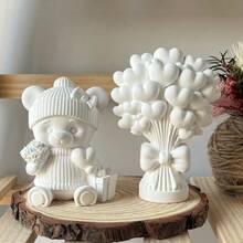 Khuôn nhựa DIY làm quà tặng hình gấu nhỏ trang trí bóng bay, khuôn tượng nhỏ trang trí nhà cho nhựa Epoxy, thạch cao, nến, hương - trắng - Xem 1