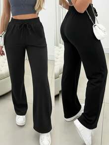 Women's Casual Modern Stylish Sweatpants With Flare Leg, Structured Fit, Sophisticated, Soft - 黑色 - 查看 13