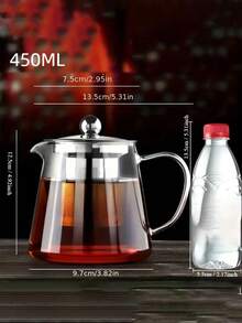 Ấm trà thép không gỉ 304 (có bộ lọc), ấm trà thủy tinh chịu nhiệt, ấm trà hoa văn, bộ ấm trà Kung Fu, thích hợp cho gia đình, nhà hàng, cắm trại, văn phòng, cũng có thể dùng làm dụng cụ pha chế, thích hợp cho cả mùa hè và mùa đông. - trong suốt - Xem 11