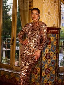 Faeriesty Đầm dạ hội dài thướt tha đính sequin sang trọng với đường xẻ cao – Chiếc đầm ôm sát lấp lánh dành cho thảm đỏ, các sự kiện trang trọng, tiệc tùng cao cấp và trang phục đón năm mới, đám cưới mùa xuân. - Rỉ Nâu - Xem 9