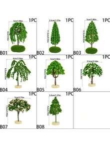 1pc Mini Realistic Tree Model, Miniature Realistic Landscape Tree, Cute Micro Ornament Fairy Garden Decor Micro Landscape Resin Craft Ornament Home Desktop Garden Accessory, Artificial Plant - Multicolor - View 3