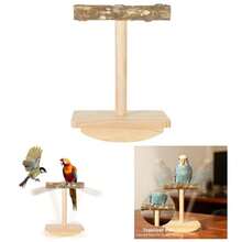 Natural Wood Bird Perch Stand Training, Rocking Perch Birds, Intelligence Puzzle Enrichment Toys Parakeets, Parrot Perch Stand Cockatiels, Budgies, Conures, Bird Playground Accessories - Wooden - View 1
