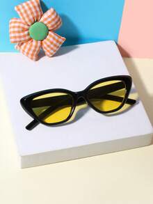 1PC Boys Girls 4-8Y Acrylic Casual Small Frame Cat's Eye Spring Fashion Black Eyeglasses For Holiday Outings, Outfit Matching And Holiday Gifts - Multicolor - View 12