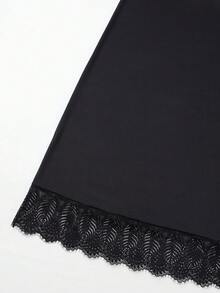 Fashionable Long Lace High-Waisted Skirt Shapewear Skirt Fitted Bodycon Underlayment Long Base Layer Skirt Anti-Sheer Lining (Lightly Shaping) - Black - View 7