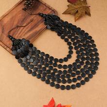 Colar de Contas de Madeira Exagerado Feito à Mão, Multicamadas, Colar Bib Estilo Boho para Mulheres, Adequado para Praia, Festa, Eventos Formais do Oriente Médio