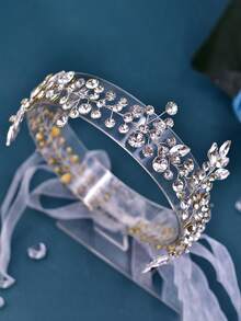 1pc Elegant Rhinestone Bridal Sash, Shiny Fashion Waist Belt Suitable For Dresses, Gowns, And Jumpsuits - Silver - View 3
