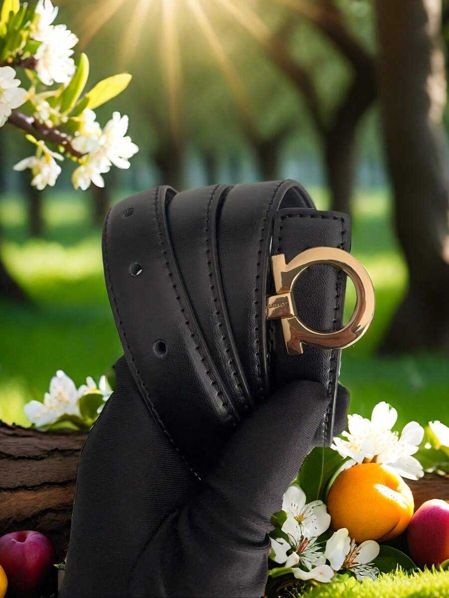 Women's Minimalist Design Vintage Alloy Letter Smooth Buckle Belt - Versatile For Dresses, Casual Pants, Suit Pants, Suitable For Dates, Holidays, Parties, Halloween, Christmas. Available In Multiple Colors - Multicolor - View 1