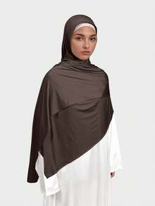 1件装高级液态针织头巾,高品质奢华女士穆斯林围巾披肩,长款弹力头巾,适合日常生活、外出和聚会。 - 彩色 - 查看 22