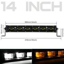 8'' 14'' 20" Super Bright 6D Lens Slim LED Light Bar, Amber White DRL Fog Lamp For Off Road Truck SUV ATV, 12V 24V Waterproof Driving Work Light, Front Bumper Roof Top Auxiliary Lamp - A - View 15