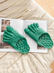 Asymmetrical Textured Slip-On Novelty Toe Shoes, Lightweight, Suitable For Teens, Students, Performances, Wear (Size 36-41) - Green - View 6