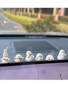 6 buc ornamente drăguțe pentru bordul mașinii în formă de rață - figurine miniaturale de rață din rășină premium, decor elegant pentru interior auto, decorațiuni versatile pentru birou/acasă/grădină în miniatură, accesorii artizanale preferate de fete - Multicolor - Vizualizare 11