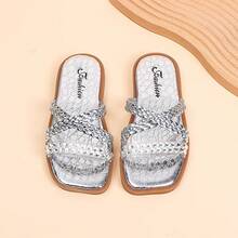 New Summer Kids Square Toe Comfortable Versatile Flat Sandals - Silver - View 10