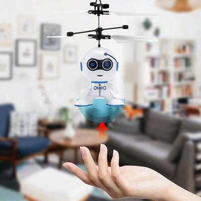 1 Gift Remote Control Robot, Anti Fall Material, Infrared Sensing Remote Control, Sensing Robot, Sensing Aircraft, Plastic Flying Toy Gesture Sensor Flying Machine, Interactive Educational Toy (With And Without Remote Control Version, Manual Drawing May Be Uneven, Manual Measurement Size May Have Slight Errors)