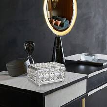 ELLDOO Crystal Jewelry Box Rectangle Trinket Organizer With Lid Earrings Rings Vintage Treasure Keepsake Box For Valentine Wedding Dresser Bedroom Decoration, Silver,Large,Silver - Silver - 查看 9