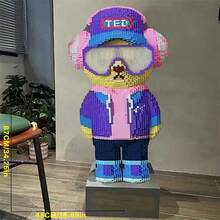 8015片装精美3D立体摇滚风格泰迪熊模型摆件玩具，需自行组装，是绝佳的生日/节日礼物。 - 彩色 - 查看 7