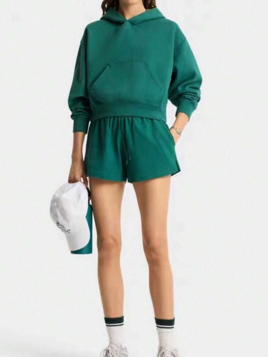 QING ROU 2pcs Set: Sweatshirt + Pants, Fashionable Versatile Soft Knit Loungewear Set, Suitable For Outerwear, Autumn/Winter