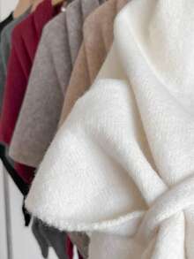 1 Peça Poncho Tricotado Oversized 185*76cm para Mulheres - Xale de Cor Sólida em Mistura Suave de Cashmere, Elegante Envoltório Adequado para Vestidos Formais, Cardigã Aberto Frontal Macio, Adequado para Primavera, Outono e Inverno, 73*30 Polegadas - Multicolorido - Visão 9