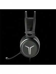 Auriculares para juegos Lenovo Legion Y360: sonido envolvente inmersivo, auriculares de espuma viscoelástica livianos, diadema ajustable, conexión de baja latencia, auriculares versátiles para juegos y uso en la oficina, con cable gris.