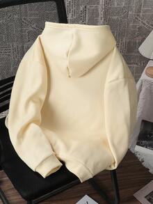 LQTY女装秋冬纯色个性街头韩版复古舒适基础百搭通勤适合户外休闲朋克风常规小众简约时尚新款修身杏色加厚连帽卫衣 - 杏色 - 查看 3