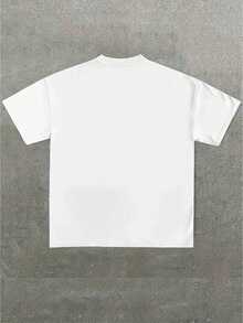 Street  & Hip Hop 100% Cotton Men's T-Shirt, Refined Clothing & BAD BOY Character Graphic Print, Note: Contains Potential Portrait Rights, Suitable For Daily Leisure & Street Occasions, Four Seasons Casual Top - White - View 2