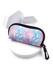 1 PC Colorful Fish Scale Pattern Zipper Glasses Case With Plastic Hooks - Multicolor - View 12