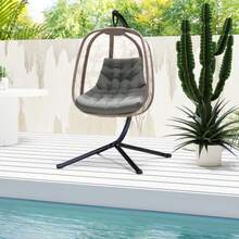 Outsunny Seat Cushion, 120 X 100 Cm, With Backrest, 8 Cm Thick, Padded, Water-Repellent, For Rocking Chairs And Hanging Baskets, Grey