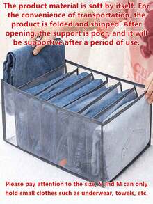 7/9格可水洗抽屉收纳盒，内衣衣物收纳，卧室折叠收纳袋，家居收纳，白色T恤，黑色裤子，女士冬季服装，连衣裙，女士白色长袖衬衫，白色连体裤，女士春季连衣裙，女士春季服装，春季，春季服装，简约风格，夏季。柔软轻盈的网眼材质 - 灰色 - 查看 1