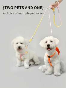 2-In-1 Ombre Dog Leash, Lightweight Soft Handle Dual Dog Leash For Small/Medium Dogs, Anti-Escape Walking Leash - Multicolor - View 3