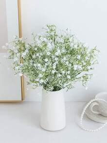 120支/套，13.77英寸人造满天星、菊花花苞、绿色薰衣草花束，适用于户外花园、生日派对装饰、婚礼花篮、新娘捧花、家居餐厅、卧室窗台装饰 - 白色 - 查看 1