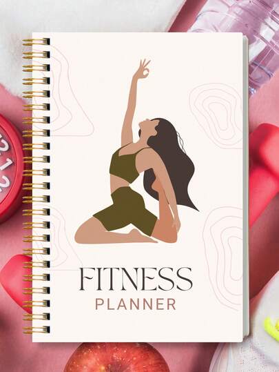 BUBU 1pc A5 Hardcover Fitness Journal/Workout Planner, Suitable For Daily Fitness Tracking, Goal Setting, Weight Loss, Healthy Habits, Work, Home, School & Office Supplies, Essential For Back To School Season