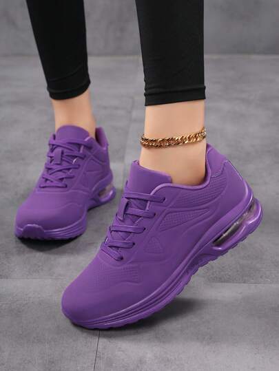 36-45 Plus Size Retro Fashion Casual Shoes, Comfortable Shock-Absorbing Air Cushion Lace-Up Unisex Sneakers, Thick Sole Elevated Simple Air Cushion Sports Shoes