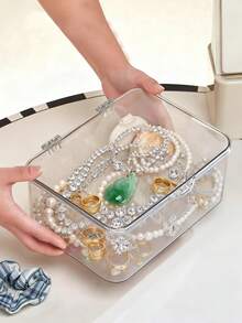 1pc Transparent Acrylic Desktop Storage Box With Lid, Dust-Proof Stationery Organizer, Office Desk Supplies Storage Box, Multipurpose Storage Container For Home And Office Use, Also Suitable For Storing Cosmetics, Makeup Tools, Face Masks, Jewelry, Hair Accessories, Room Decor, Back To School Supplies, And Bathroom Items. - Clear - View 10