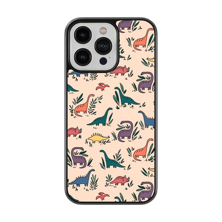Funda para Celular todos Dinosaurios Collage Beige Colores - Negro - Ver 1