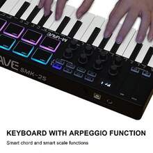 ghjfgefTeclado de Control Midi de 25 Teclas Mini Teclado USB portatil Controlador Midi con 25 Teclas sensibles a la Velocidad 8 Almohadillas retroiluminadas RGB 8 perillasrtyhdgf - Multicolor - Ver 4