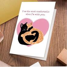 1pc Cute Cat In Tuxedo Heart Greeting Card, Funny Birthday, Anniversary, Valentine's Day, Wedding, Engagement Card With Envelope, "I Love You More Than A Cat", High-Quality Card With Envelope (12x17cm)/(4.72x6.7in) - Multicolor - View 6
