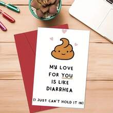 1张趣味情人节贺卡，“我爱你……等等，让我解释一下！” - 有趣的便便和爱心设计 | 情侣间嬉戏打闹的完美之选 | 周年纪念日、生日惊喜的理想之选，(12x17厘米)/(4.72x6.7英寸) - 彩色 - 查看 8