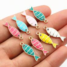 10pcs 23x7mm Enamel Fish Charms Pendant DIY Jewelry Making Accessories Findings For Earrings Necklace Bracelets - Fish - View 3