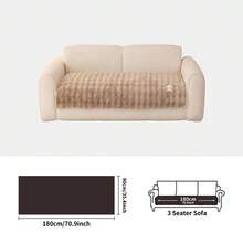 1pc Faux Rabbit Fur Sofa Cover, Warm & Thick Plush Pet Friendly Anti-Slip Sofa Protector For Bedroom, Office, Living Room, Home Decor